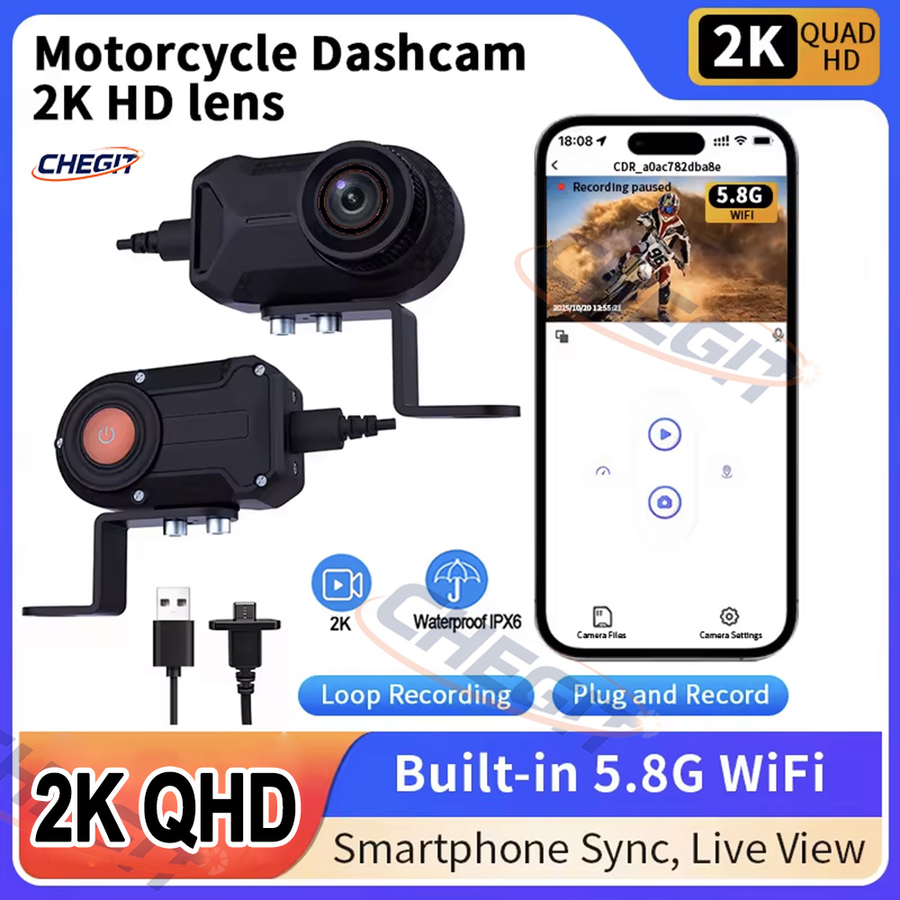 Cycling Loop - Motosiklet DVR 2K HD WiFi Su