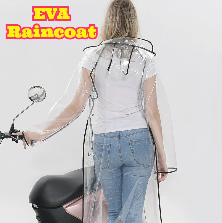 Waterproof Cycling Commute - Şeffaf EVA Kemerli Uzun Yağmurluk Trim